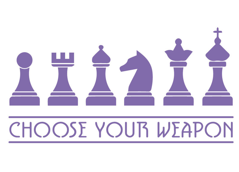 Décalcomanie murale armes chess, H 23 po x l 45 po x P 0,01 po, Lavande