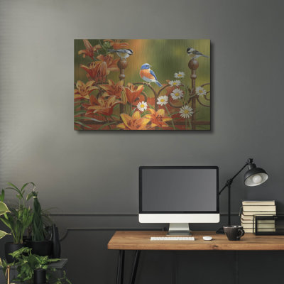 Winston Porter «Rusty Fence and Lilies» par William Vanderdasson, art mural en métal