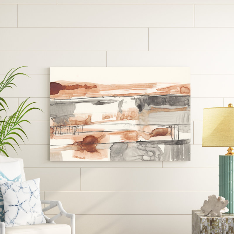 «Terra Cotta Lines II», peinture sur toile, H 32 po x l 48 po x P 1,25 po, Non, Toile tendue