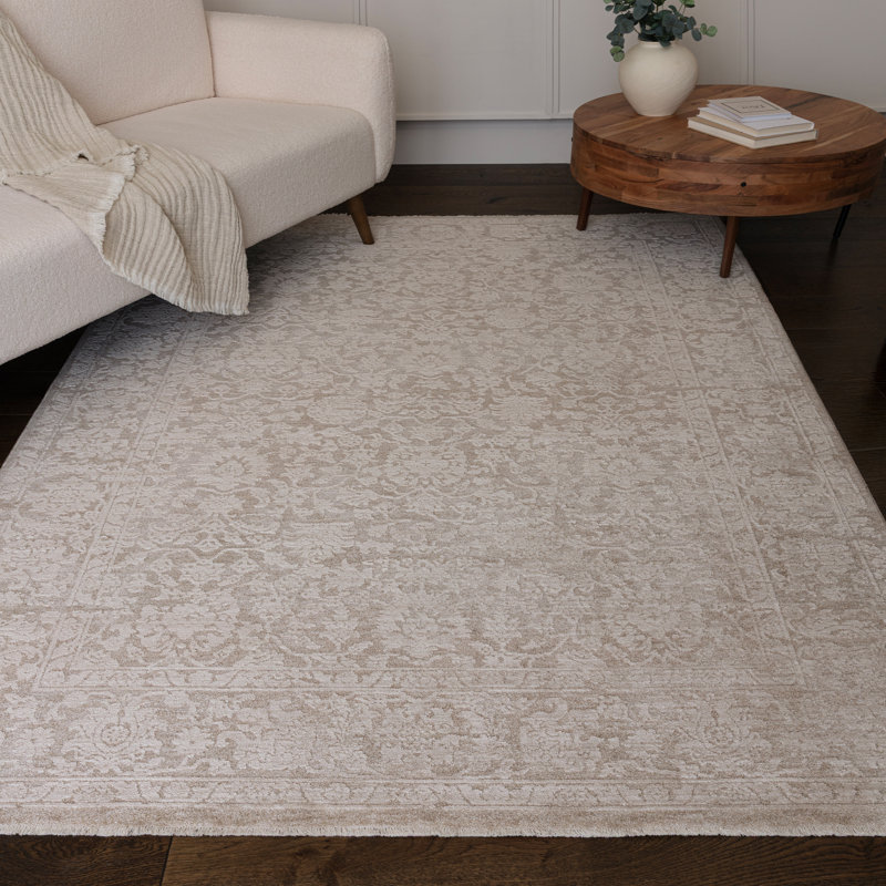 Asiatic Laurent Damask Border Beige Area Rug, Rectangle 160 x 240 cm