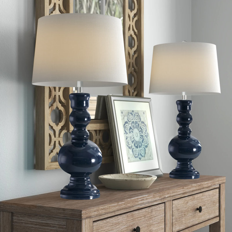 Keesler Glass Table Lamp, Navy