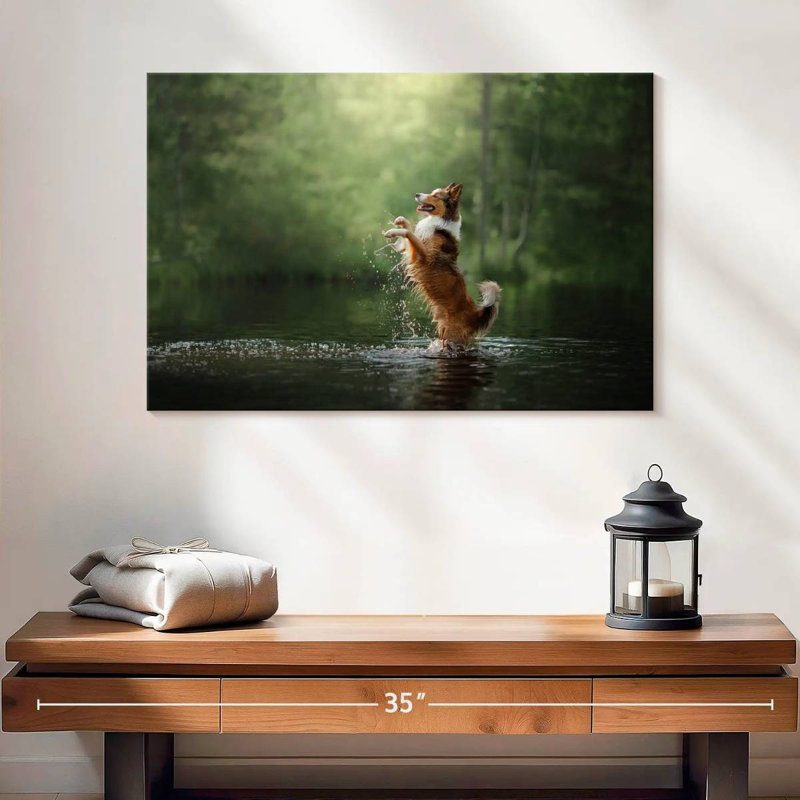 Playful Lake Dog, 16" H x 24" W