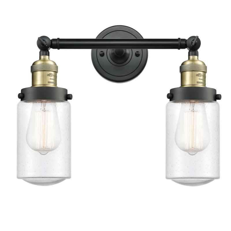 Éclairage pour salle de bain 2 lumières Saroyan, Ampoule incandescente rétro de 60 watts, Grainé, Laiton antique noir