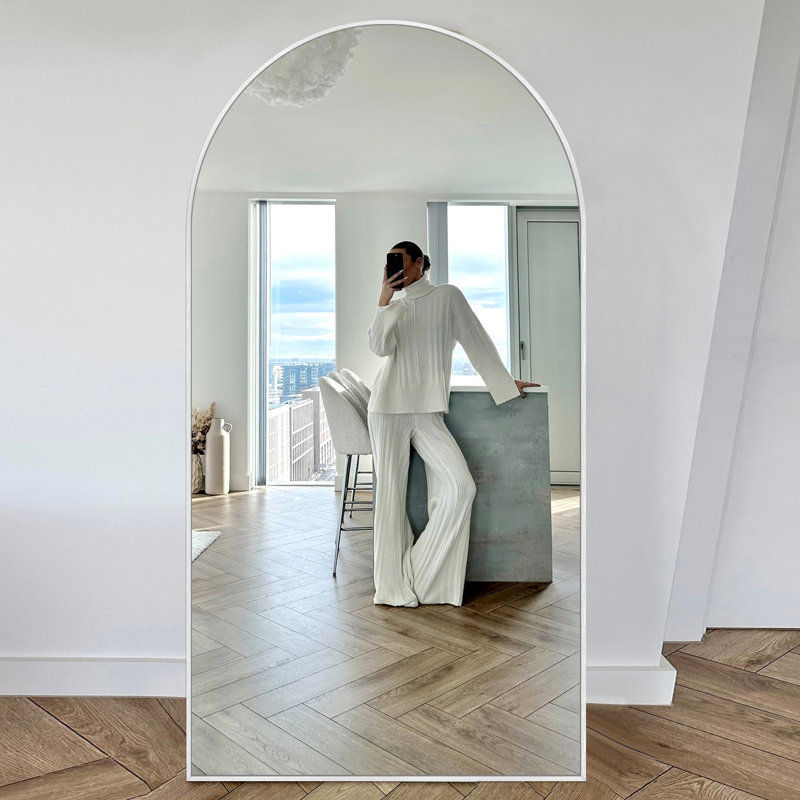 Large Arch Full Length Mirror with 3 Mounting Method, 71" x 32", Silver