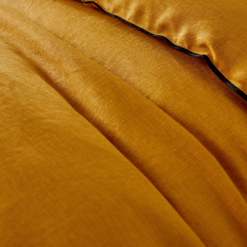 Dziedzic 100% Linen Solid Colour Duvet Cover, Ochre