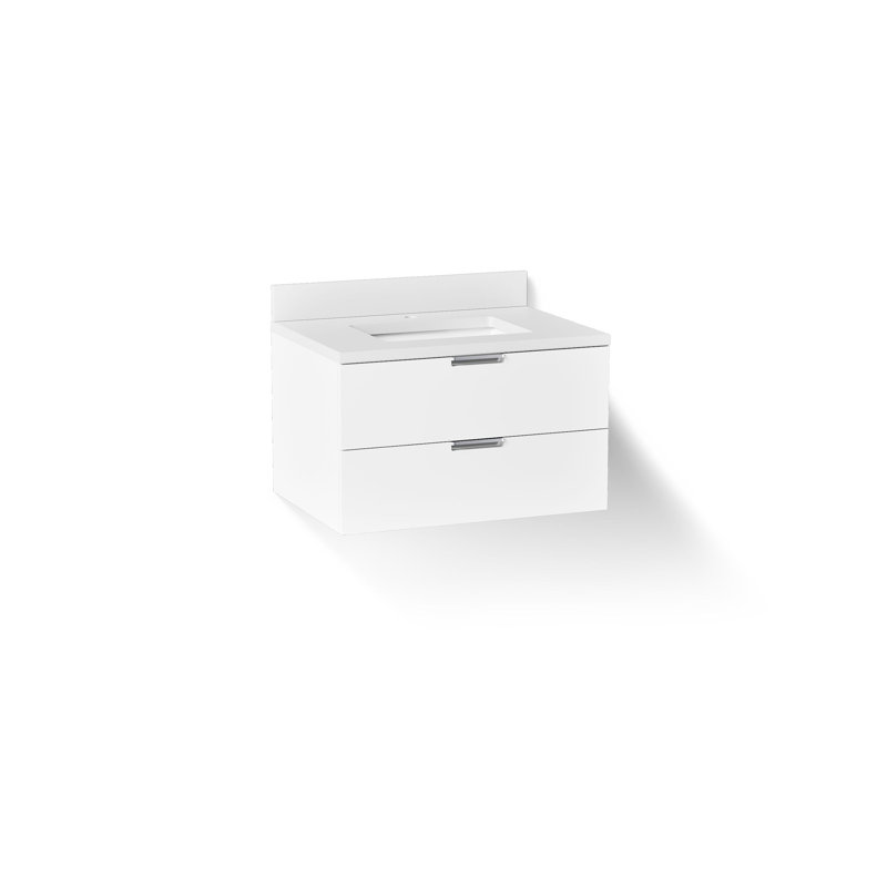 Armoire de salle de bain murale Maxstow avec lavabo et plateau en quartz, Blanc, 30"