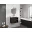 Meuble-lavabo mural moderne en chêne foncé avec lavabo en céramique pour petits espaces