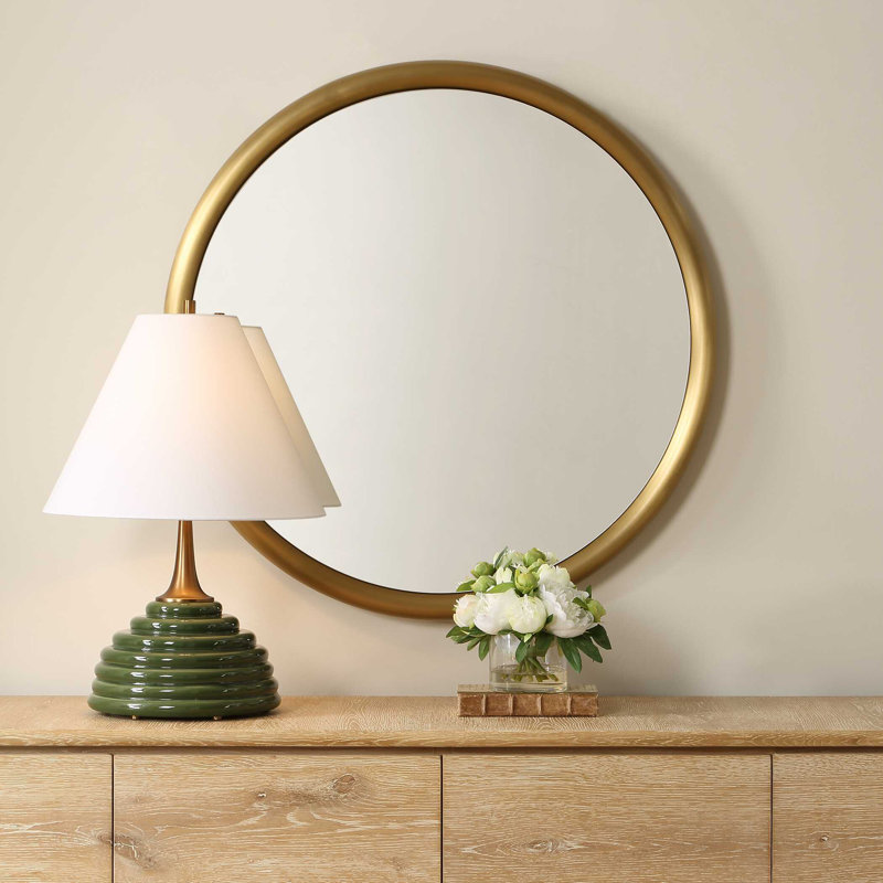 Kacey Modern Brass Round Mirror