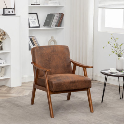 Chaise d'appoint avec revêtement en microfibre et structure en bois massif, mobilier de salon moderne classique pour sièges supplémentaires