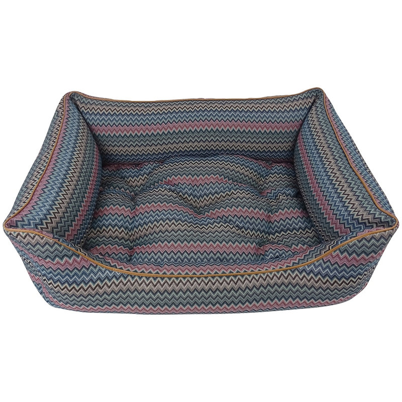 Zik Zak Orthopedic Polyester Pet Bed, Large (90cm W x 60cm D x 30cm H), Grey/Blue/Green/Pink