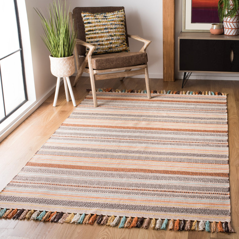 Montauk Hand Woven Cotton Striped Rug, Rectangle 5' x 8'