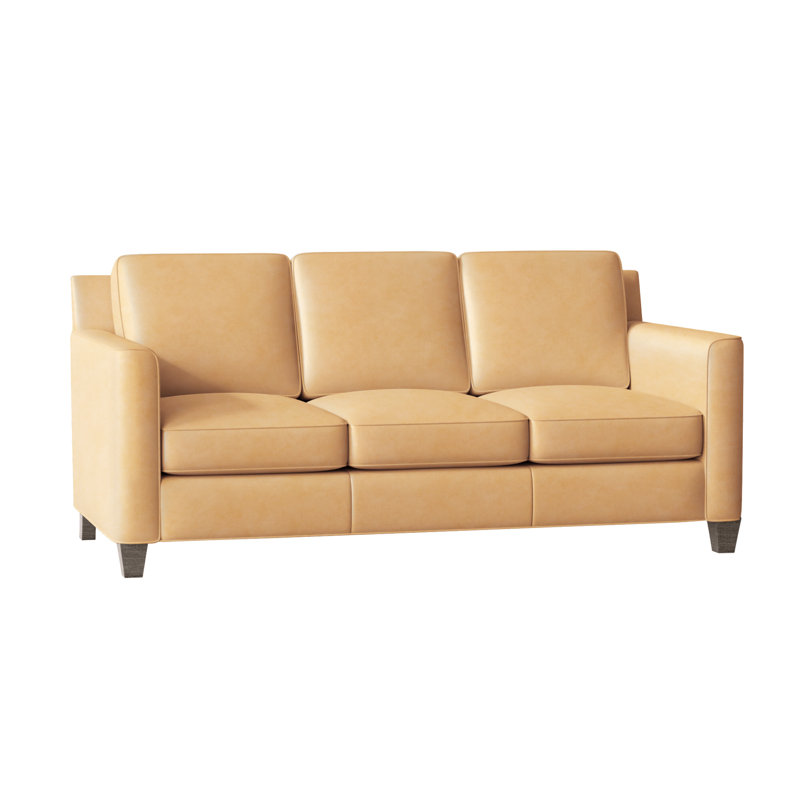 Yorba Leather Sofa, Stone, Aline Fumo Genuine Leather