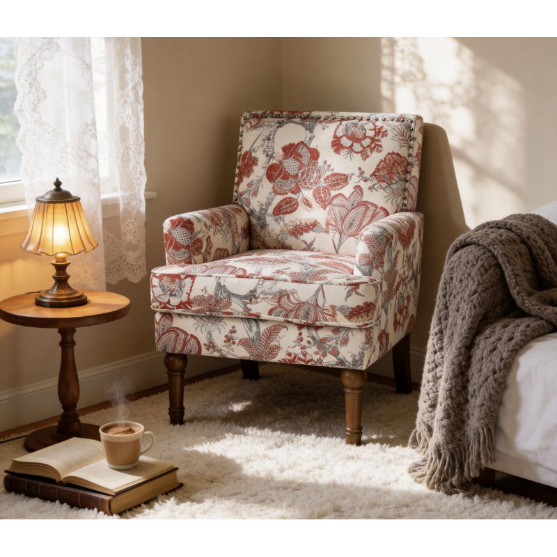 Fauteuil d'appoint Vorel Modern Farmhouse, Rouge