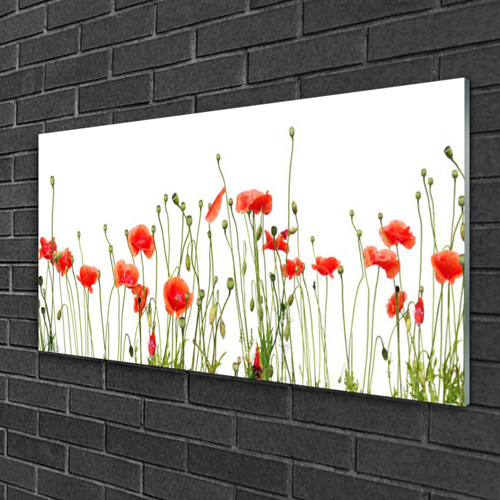 Glasbild Floral Mohnblumen