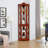 Display Cabinet, Glass, Corner With Lights, Adjustable Tempered Shelves, Mirrored Back