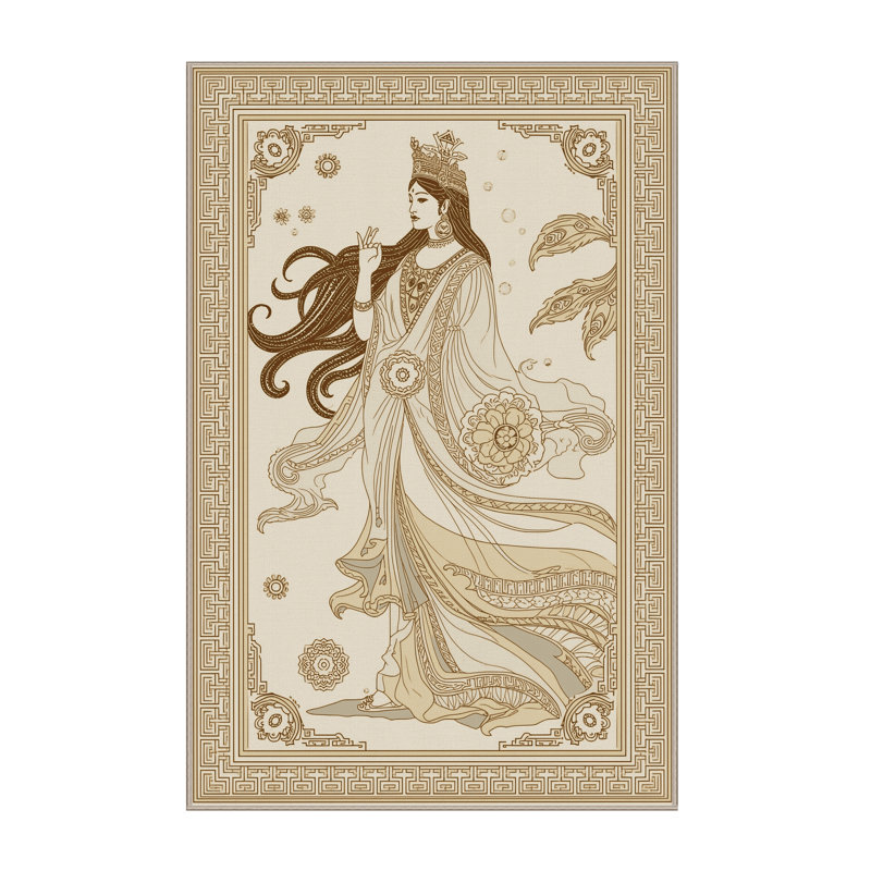 Tapis oriental beige lavable à la machine Newberry Hera, 5 x 8