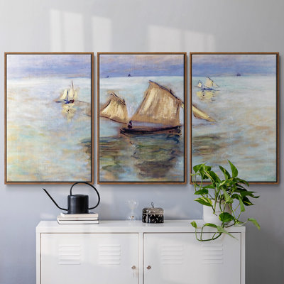 «Fishing Bateaux at Pourville, 1882», reproduction sur toile flottante 3 pièces