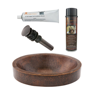 Premier Copper Products BSP5_VO17SKDB-P Bathroom Sink And Drain Package
