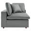 Commix Down Filled Overstuffed Vegan Leather 4-Seater Sofa In Grey-1627607935