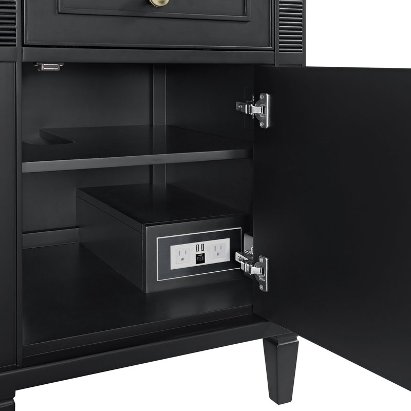 Lorelai 60'' W Double Vanity, Carrara White, Black Onyx, 8" Widespread