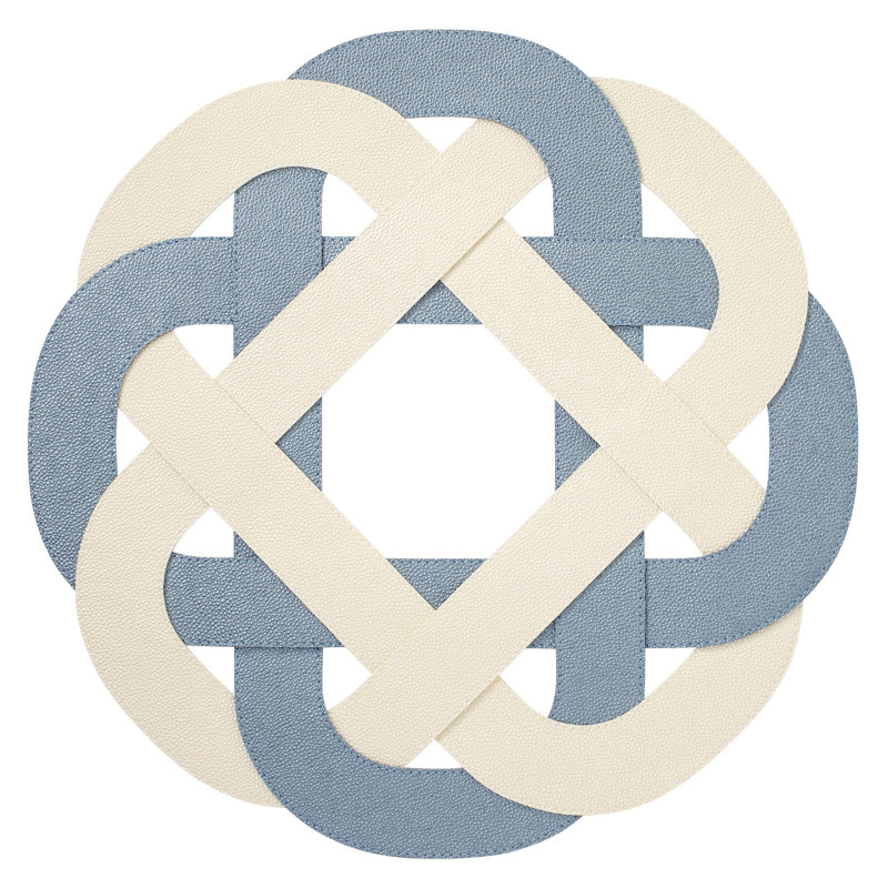 Primrose 100% Pthalate-free Vinyl Round Placemats, Oyster;Ice Blue