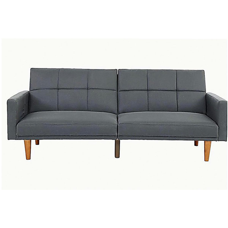 Canapé-lit de style transitionnel canapé-lit convertible bleu gris en polyfibre 1pc, Gris clair