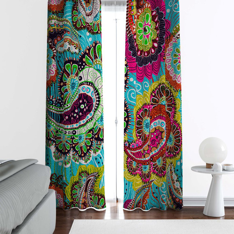 Panneau de rideau simple semi-transparent Abstract Paisley, L 40 po x L 82 po