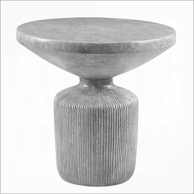 Table basse en fibre de béton gris patiné avec base piédestal, durable et amp; Polyvalent pour une utilisation intérieure / extérieure