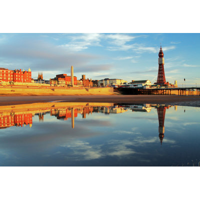 Blackpool North Pier Reflection by DavidCPhotography - Wrapped Canvas Print