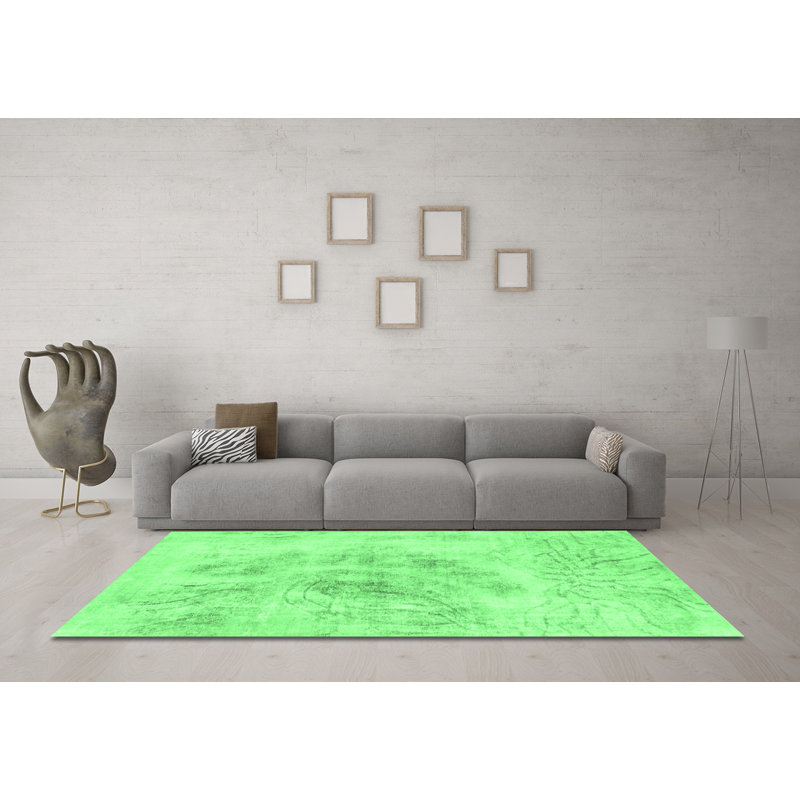 Washable Abstract Indoor Rug, Round 6'