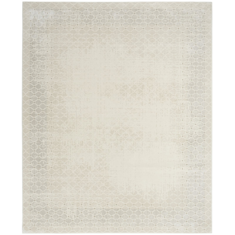 Abstract Machine Made Area Rug, Rectangle 274 x 366 cm, Ivory