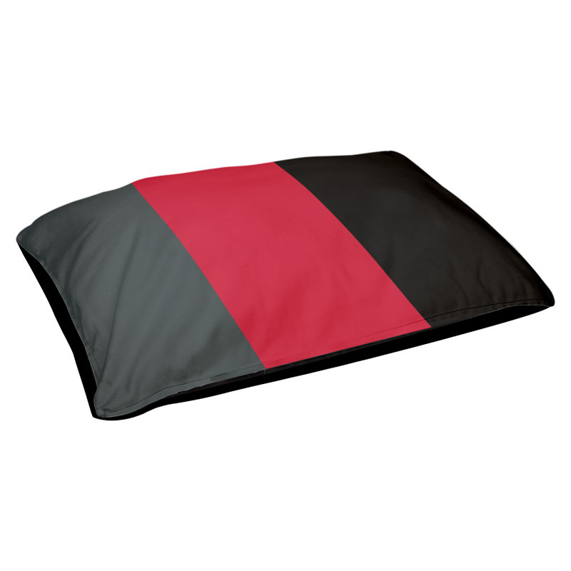 Coussin rectangulaire designer Washington, Grand (L 40 po x l 50 po), Gris acier / rouge / noir