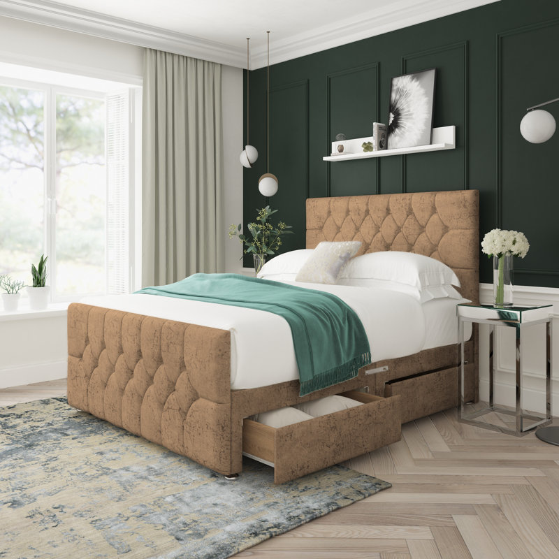 Divan Bed Base, Stone, Double (4'6), 4 Drawers