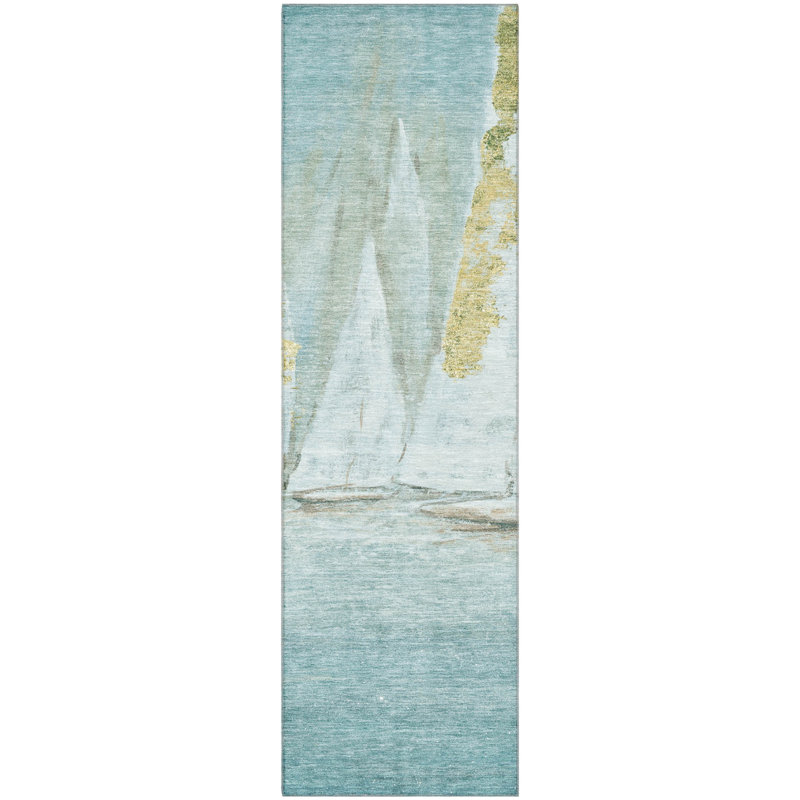 Premium Machine Washable Mayfield AMF2084 Coastal Rug, Taupe, 8' Round
