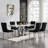 White Marble Dining Table, Luxurious 70" Marble Table Dining with 2.36" Thick Printed Marble Tabletop and Stainless Steel Pedestal, Modern Kitchen Dining Room Table for 8-1114522476