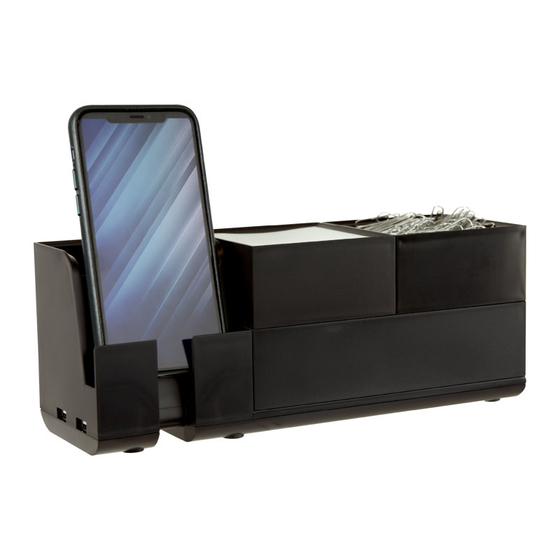 Organisateur de bureau empilable Areebah, Noir, H 4,5 po x l 10,7 po x P 4,5 po