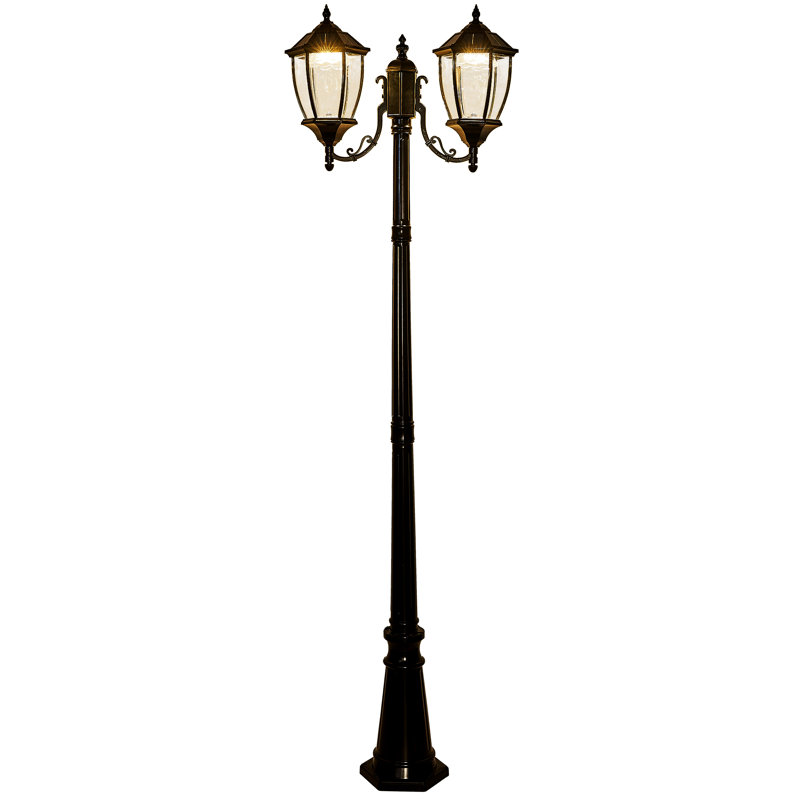 2-heads Outdoor Solar Lamp Post Lights With Dusk To Dawn Sensor