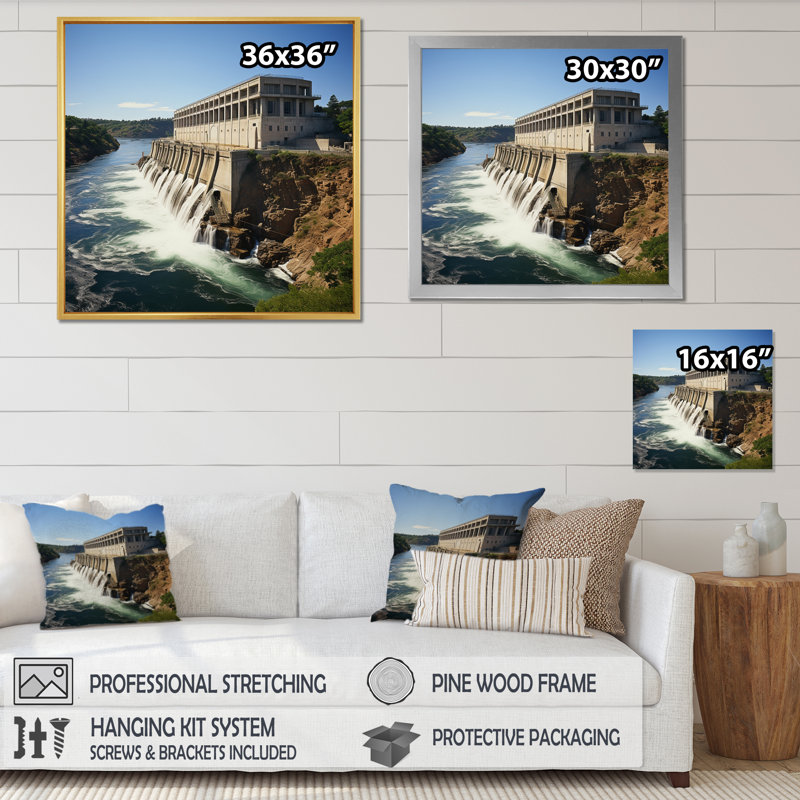 Garrison Dam North Dakota I - reproduction sur toile, H 36 po x l 36 po x P 1,5 po, Cadre flottant noir