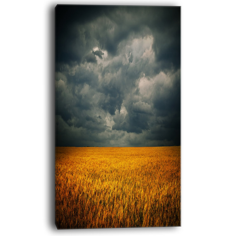 Stormy Clouds Over Wheat Field Landscape Canvas Print