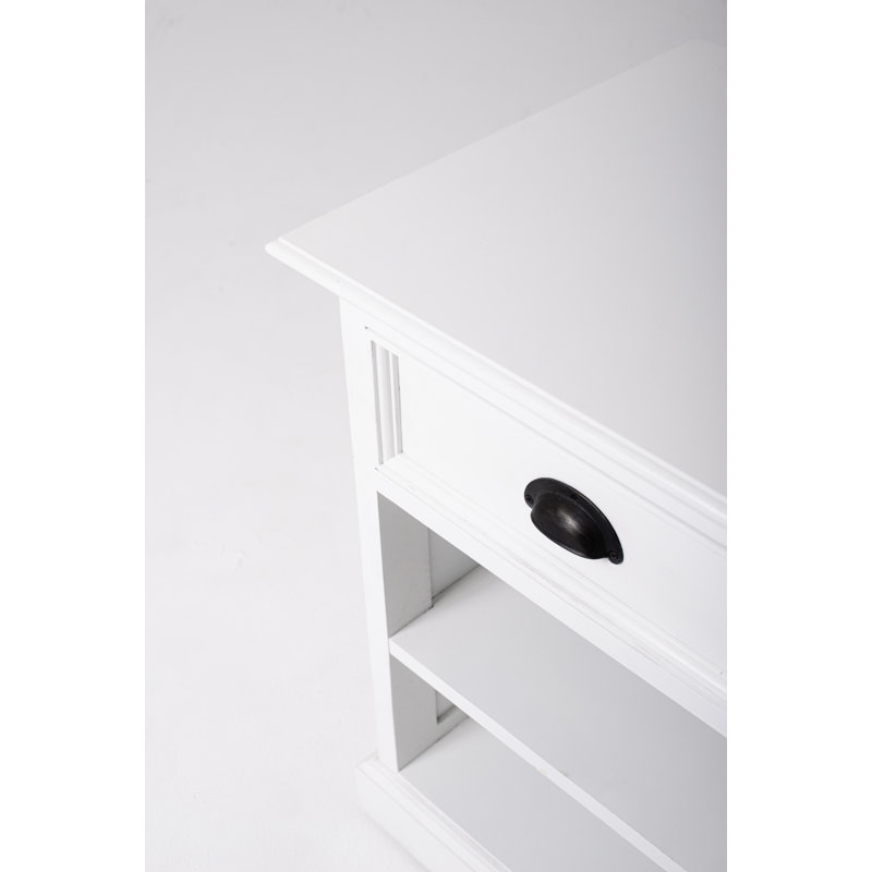 Table de chevet en bois massif à 1 tiroir Guildford, Blanc
