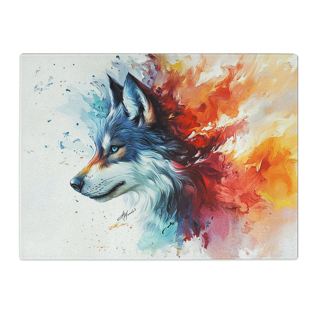 Husky Dog View  Glass Chopping Board