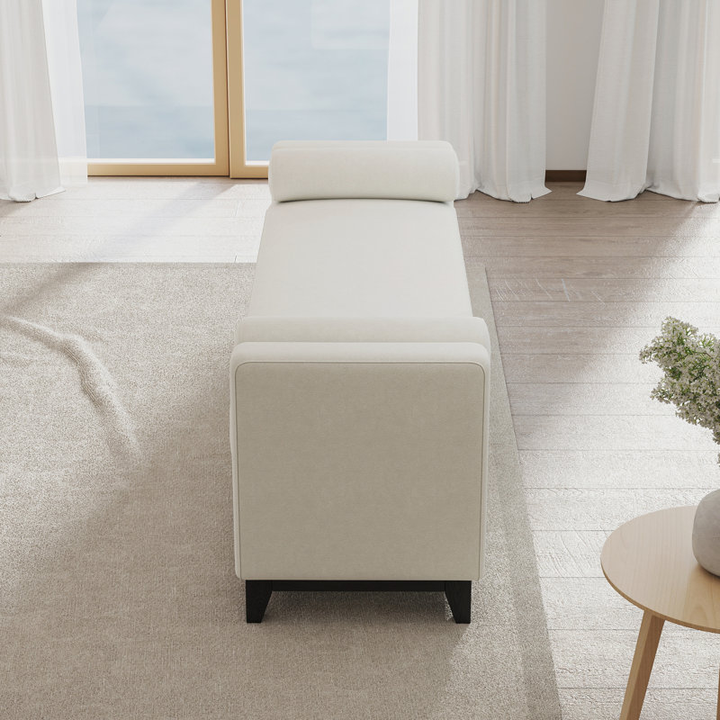 Banc rembourré 66,34 pouces, Beige, Beige, Black