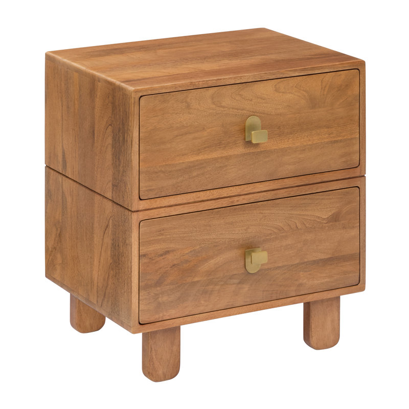 Pascal Solid Wood Nightstand, Mid Tone Honey