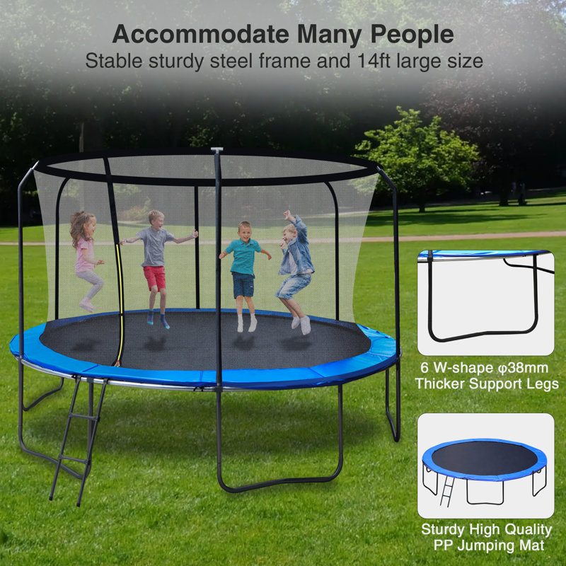 Trampoline d'extérieur rond 14 'avec enceinte de sécurité Redcamp