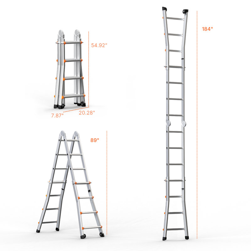 Échelle télescopique à rallonge multifonctionnelle pour les devoirs, 4.57', 20.28"