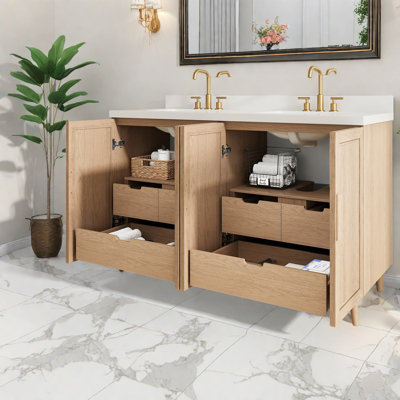 Meubles-lavabos en bois (incluant le meuble et le lavabo) avec rangement