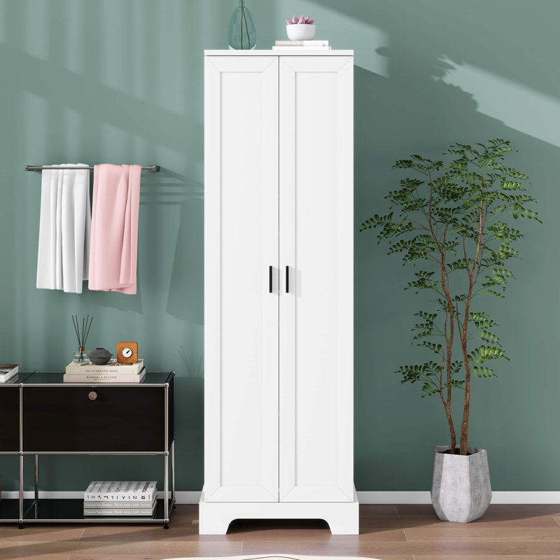 Armoire de rangement à 2 portes pour salle de bain, bureau, tablettes réglables, panneau de fibres à densité moyenne imperméable, conception anti-basculement, assemblage facile