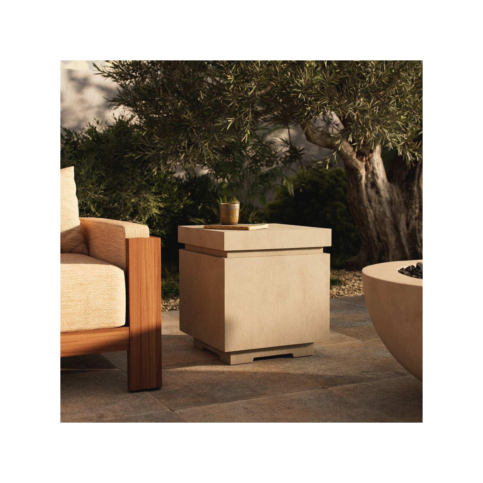 Eric Concrete Propane Tank Cover Side Table, Natural Concrete