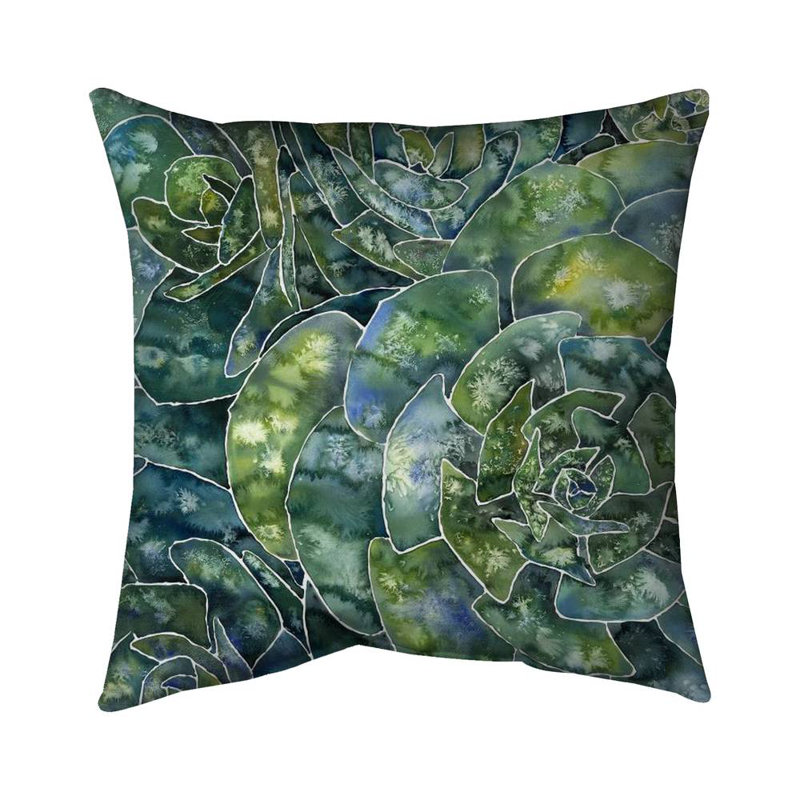 Abstract succulents - 16"x16" Throw pillow - Poly twill - Print on demand