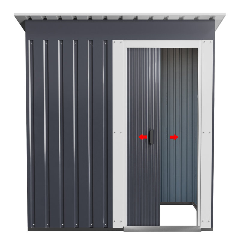 Dark Black Galvanized Steel Garden Patio Tool Shed